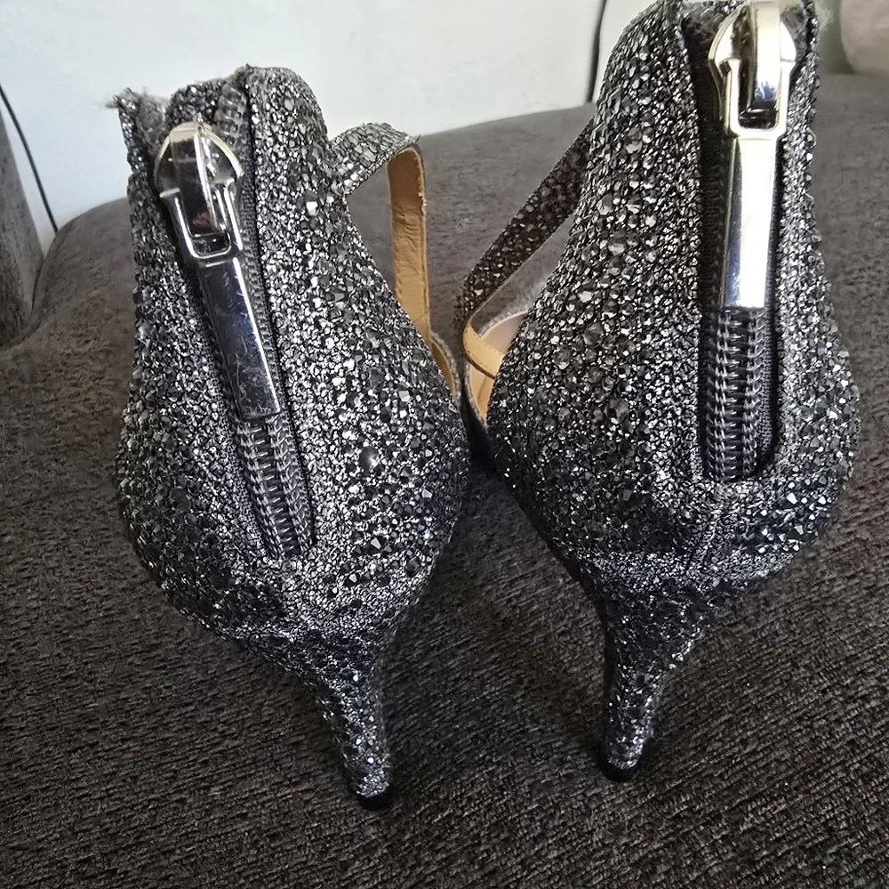 Thalia Sodi Silver Heels with Ankle Straps - Picture 8 of 10